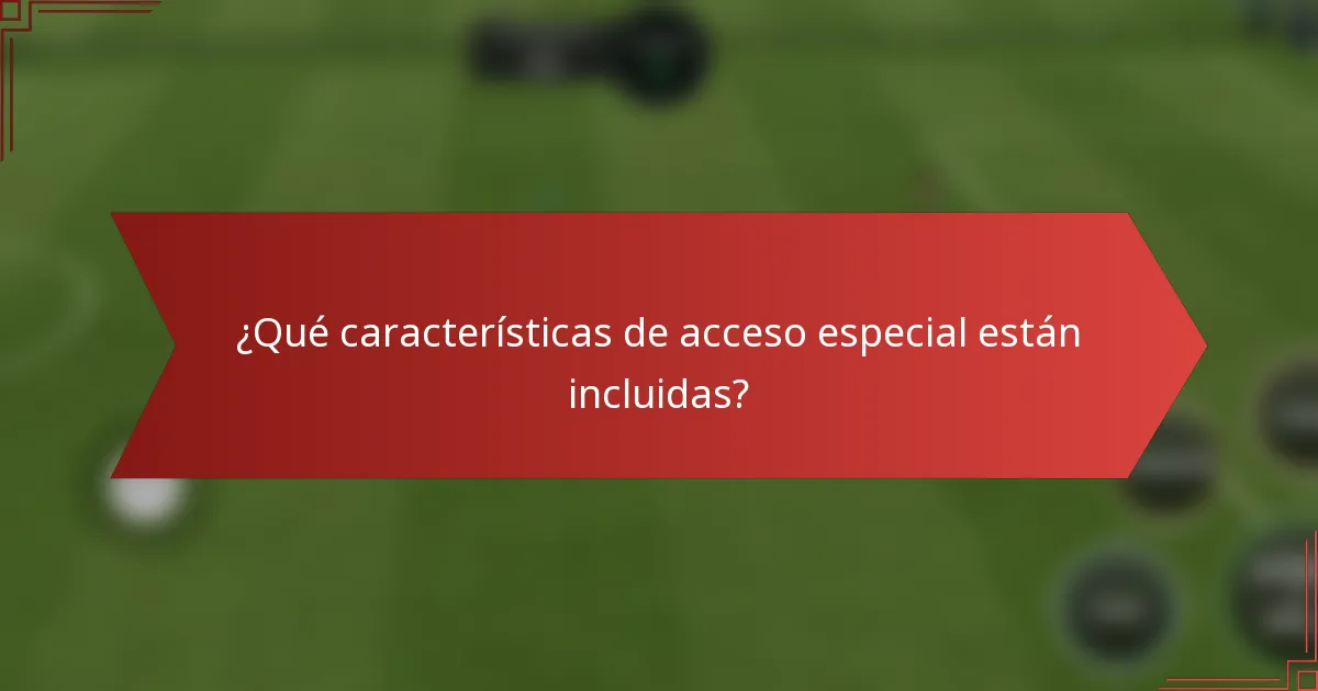 ¿Qué características de acceso especial están incluidas?